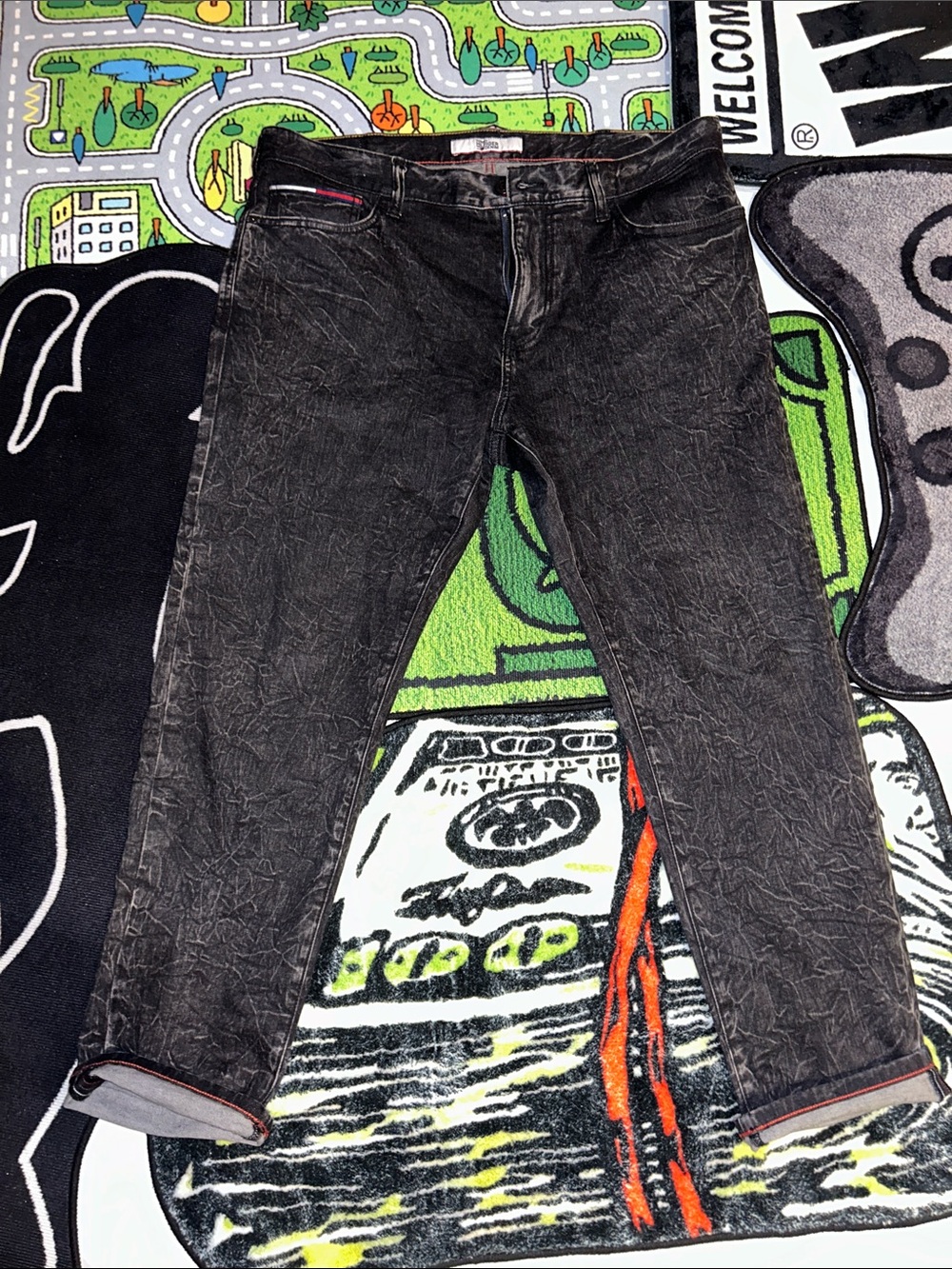 Tommy Hilfiger Denim Black Washed Jeans 38 x 30 Slim